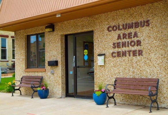 Exterior view of Columbus Area Senior Center entrance