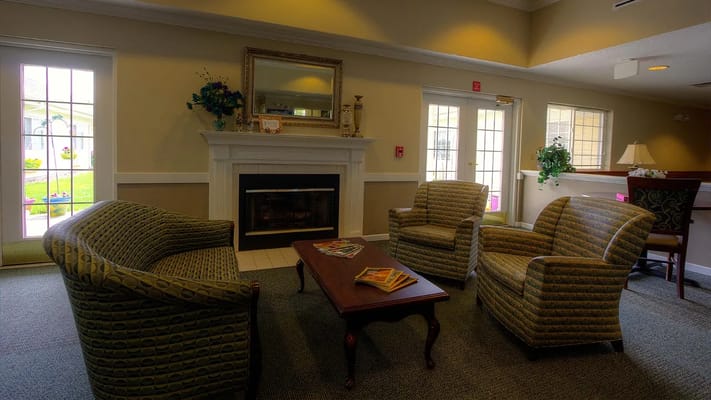 Comfortable seating area in a cozy common room