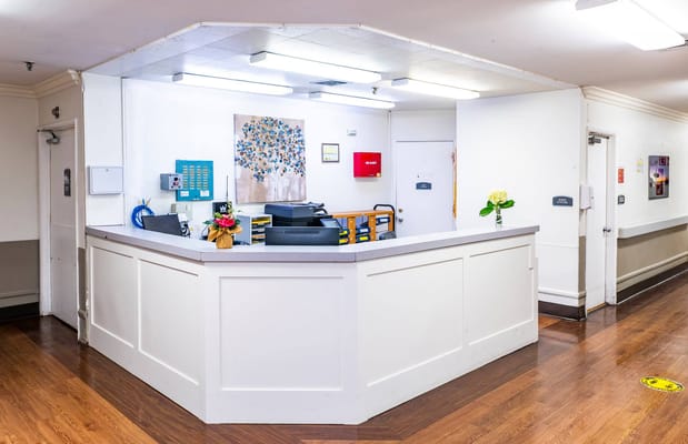 Reception area of the assisted living facility