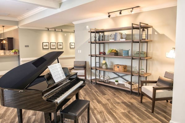 Interior view of a piano in a common area