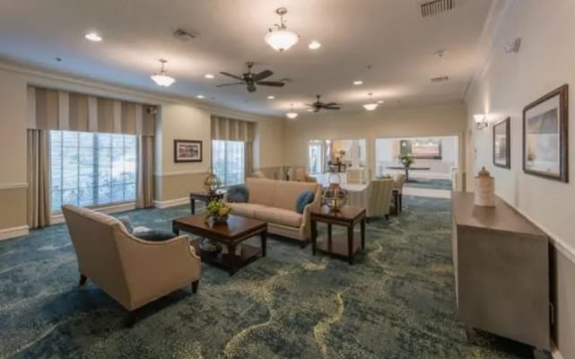 Comfortable living room with seating and decorative furnishings