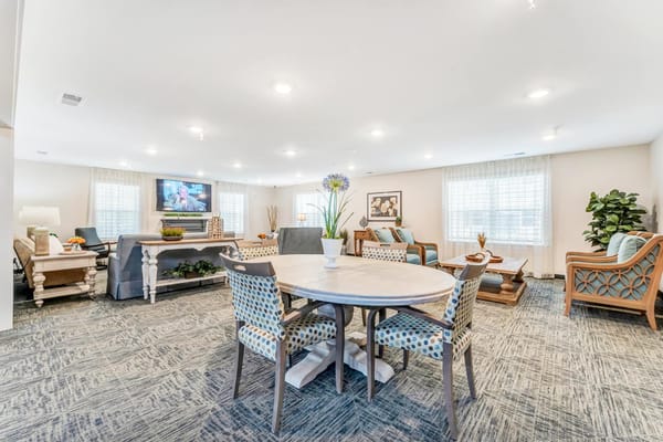 Bright common area with comfortable seating