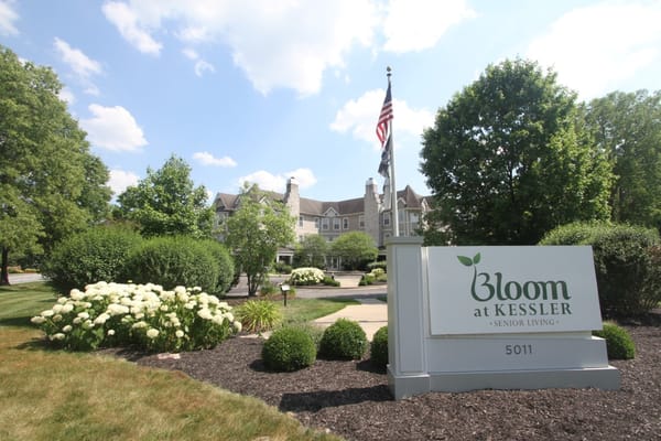 Exterior view of Bloom at Kessler building with landscaping