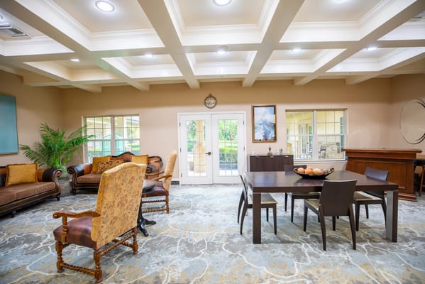 Interior common area with seating and dining space