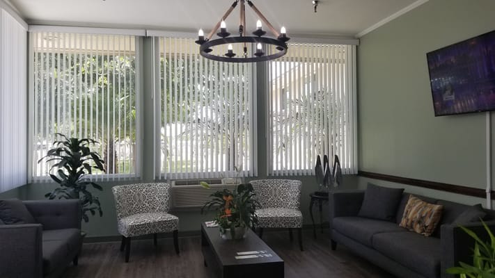 Cozy common area with seating and plants