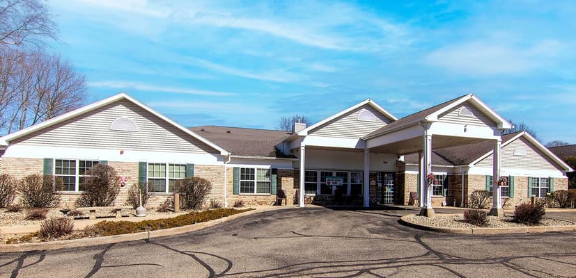 Exterior view of Madison Pointe Senior Living entrance