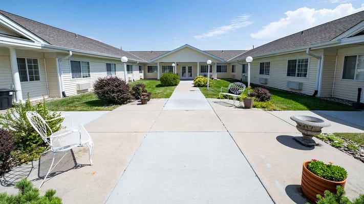 Courtyard area with pathways and seating