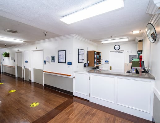 Interior view of a reception area in the facility
