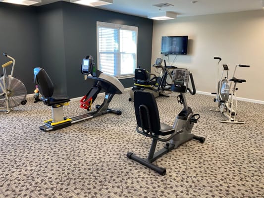 Gym equipment in the fitness center