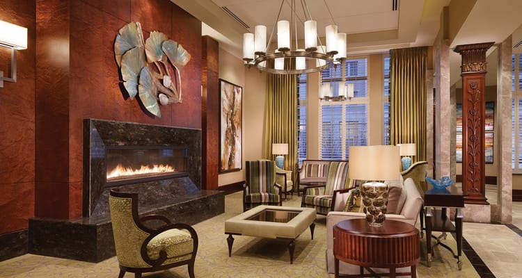 Cozy living room with fireplace and stylish seating