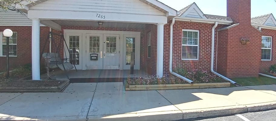 Front entrance of Village Green Active Senior Living