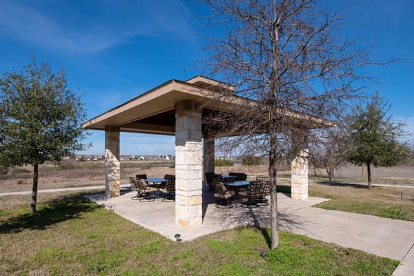 Outdoor pavilion with seating area