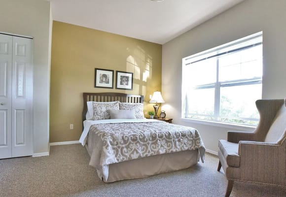 A serene bedroom in an assisted living facility