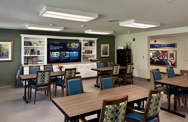Interior view of a common area in a senior living facility