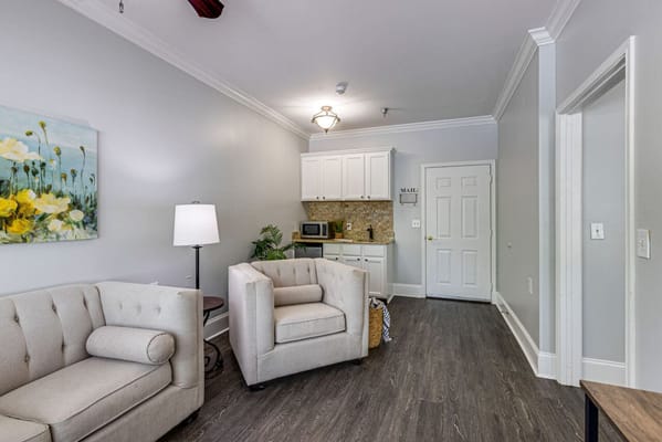 Cozy living area in a senior living facility