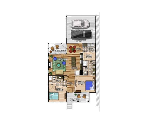 Architectural floor plan layout of a residence
