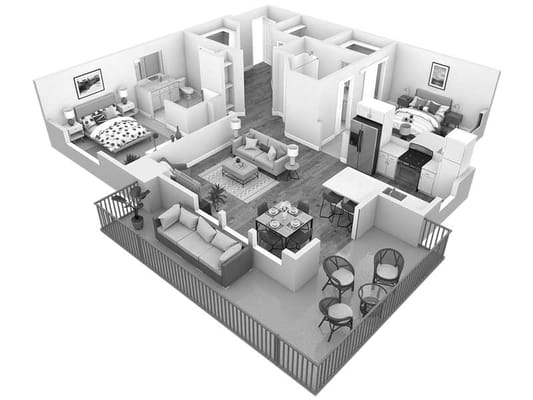 Architectural floor plan of a resident unit