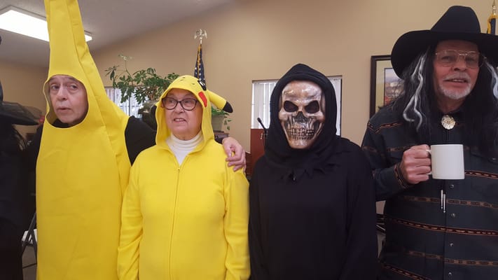 Residents participating in a fun costume event