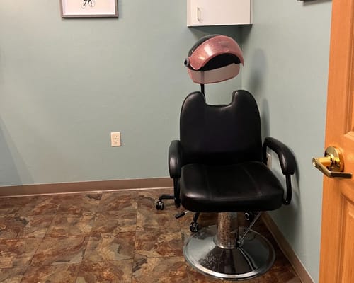 Hair styling station in a beauty salon area