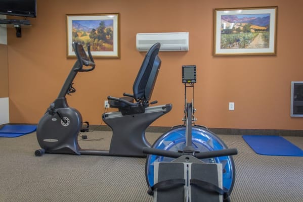 Interior view of exercise equipment in a recreational area