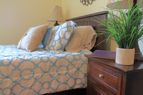 Cozy bedroom setup in a senior living facility