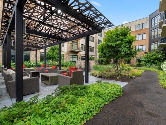 Beautiful outdoor seating area with gardens
