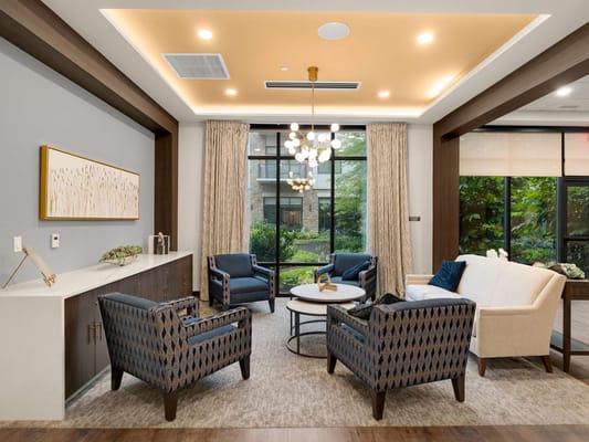 Cozy common area with seating and natural light