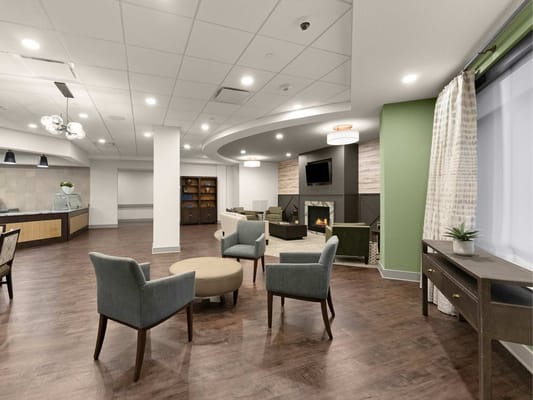 Common area in a modern senior living facility