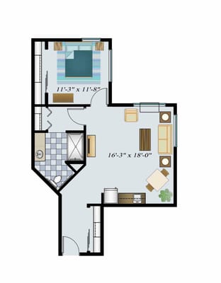 Architectural floor plan of a resident unit