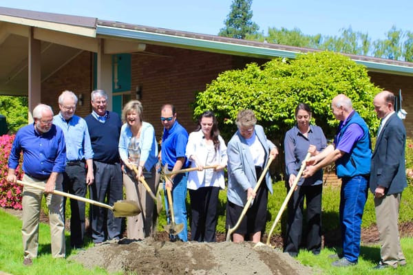 Groundbreaking ceremony with staff and community members