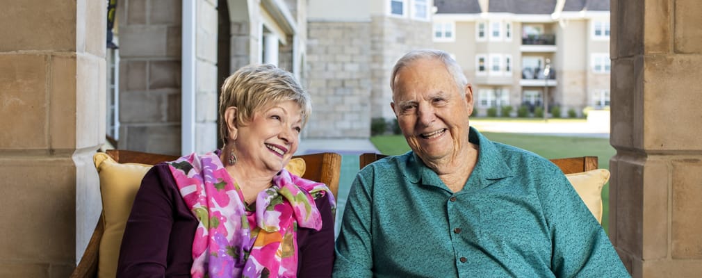 A senior couple smiling and enjoying each other's company