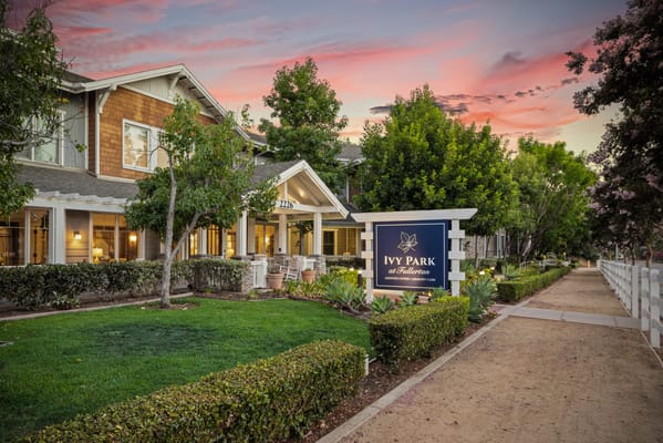Exterior view of Ivy Park at Fullerton during sunset
