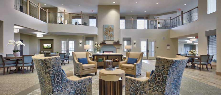 Common area with seating and natural light