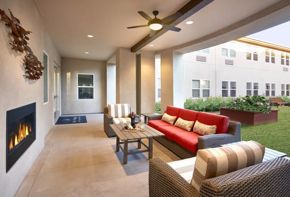 Outdoor seating area with a cozy atmosphere