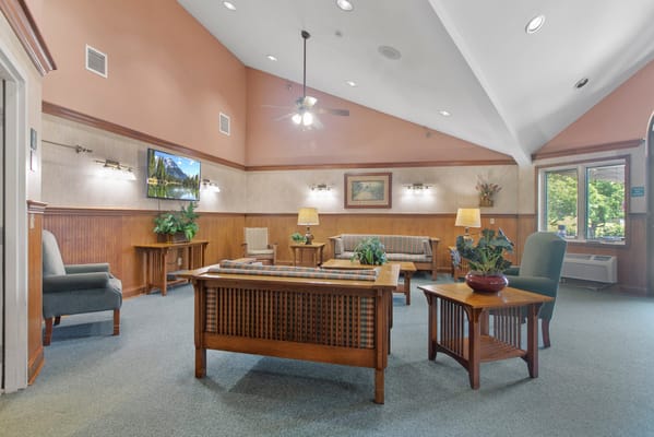 Interior view of a common area in a senior living facility