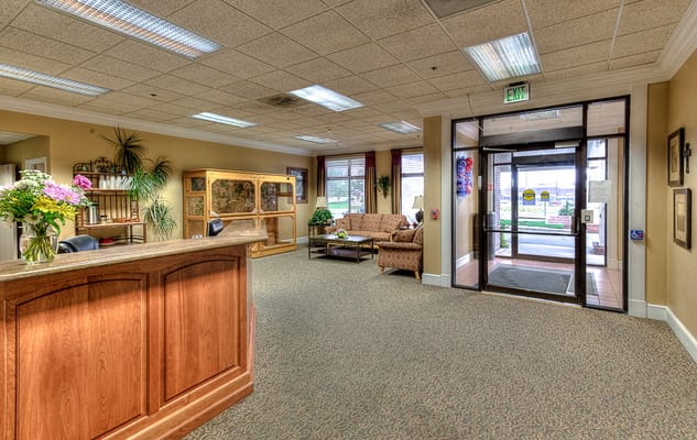 Main lobby area of the nursing home with seating