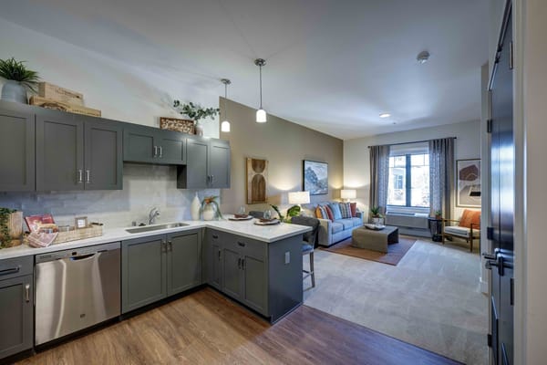 Interior view of a modern resident living space