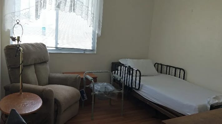 A private room in an assisted living facility