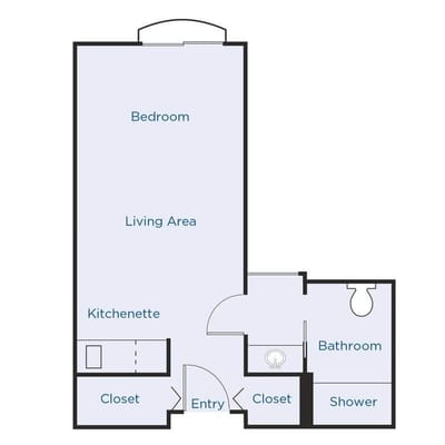 Architectural floor plan of a resident unit