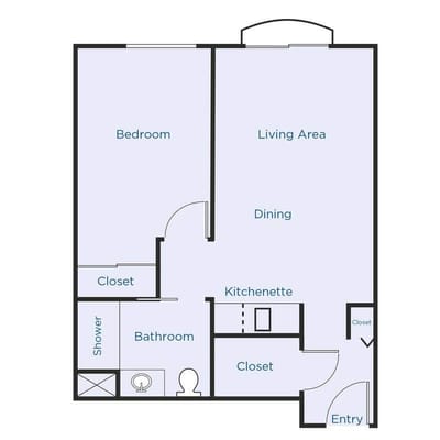 Architectural floor plan of a resident unit
