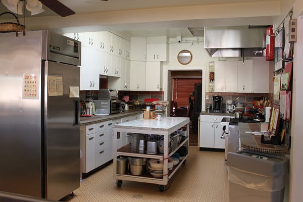 Bright, spacious kitchen area in the facility
