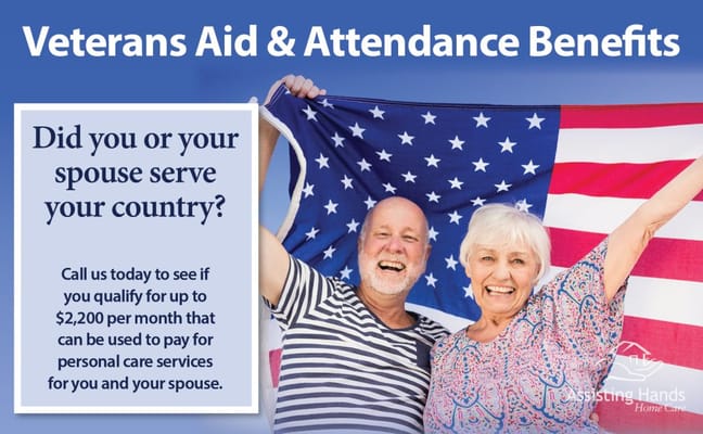 Seniors holding an American flag with a banner about benefits