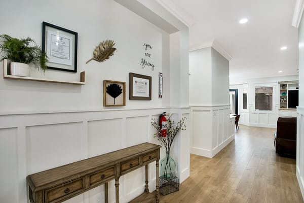 Interior view of a hallway with decor