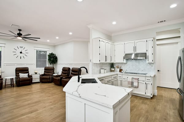 Bright and modern kitchen and living area