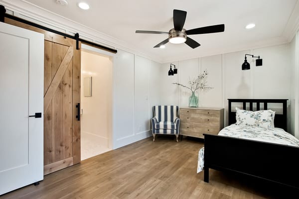 A cozy private resident room with modern decor