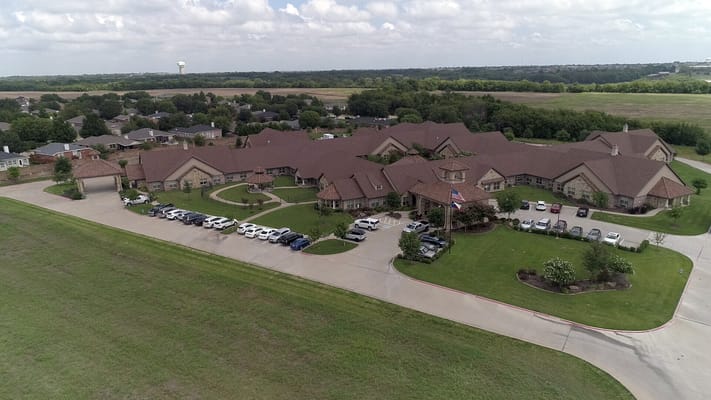 Aerial view of the assisted living facility
