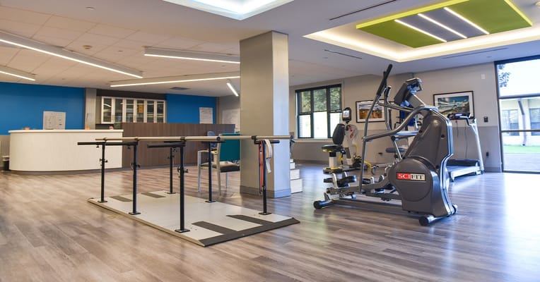 Fitness area with equipment for residents