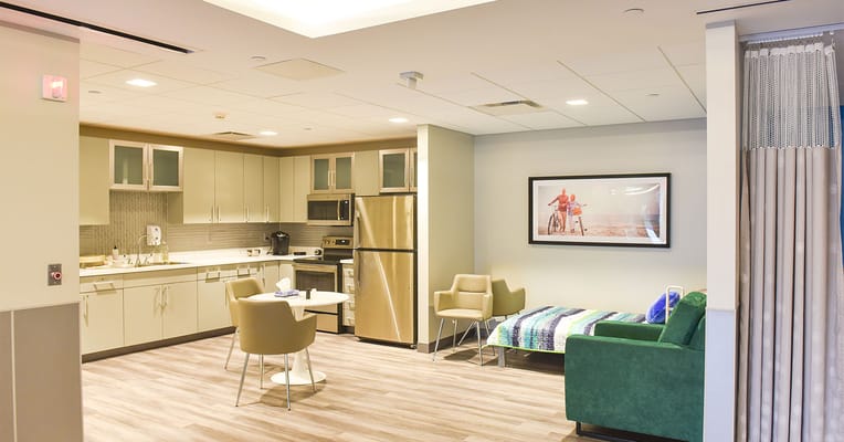 Interior view of a modern resident suite