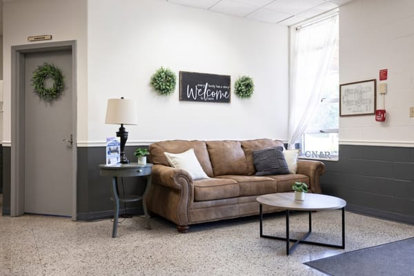 Welcoming seating area in the facility lobby