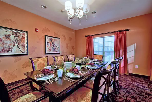 Elegant dining room set for a meal
